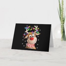 Cartão Rena de Natal luzes de Natal família