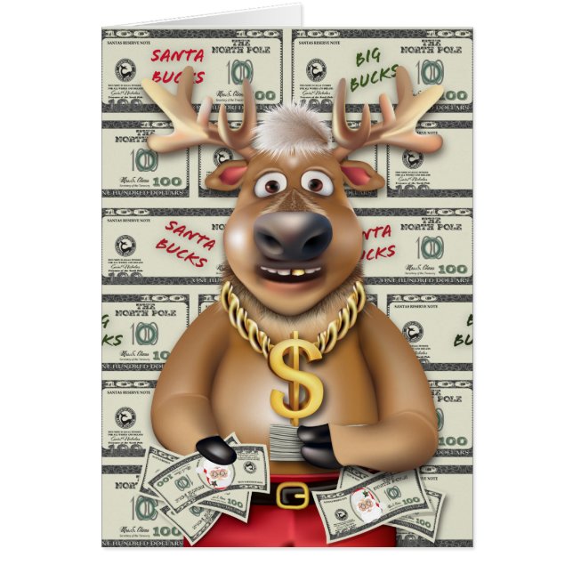 Cartão Rena de Natal Rudolph Faça Chover (Frente)