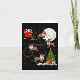 Cartão Rena de Natal Sleigh Voadora Divertida Mágica Nata