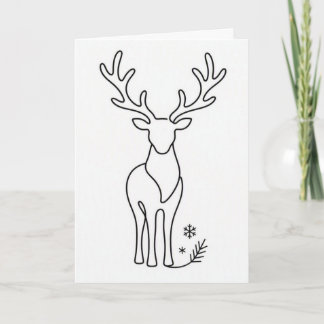 Cartão Rena Minimalista em Arte de Linha • Escandinavo🦌