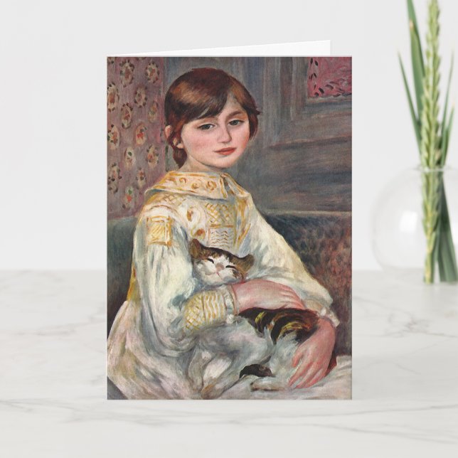 Cartão Renoir Art Card: Mlle. Julie Manet with Cat (Frente)