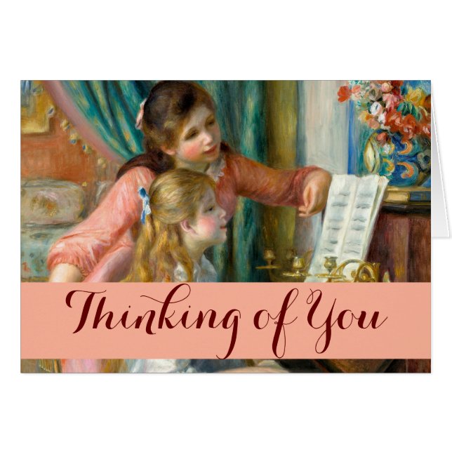 Cartão Renoir Girls no Piano impressionista (Frente Horizontal)