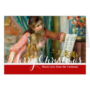 Cartão Renoir Girls no Piano Merry Christmas Card