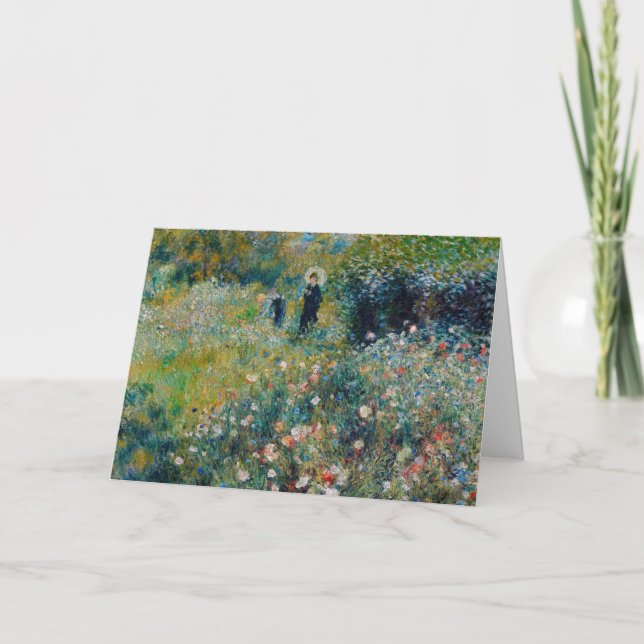 Cartão Renoir - Mulher com Parasol num Jardim (Frente)