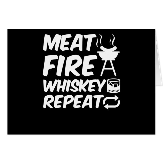 Cartão Repetição Whiskey Fire | CHURRASCO De Carne Engraç (Frente Horizontal)