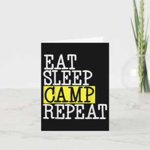 Cartão Repetir o acampamento de sono - Acampamento Engraç