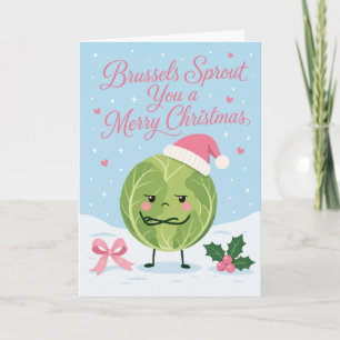 Cartão Repolho de Bruxelas Deseja um Feliz Natal