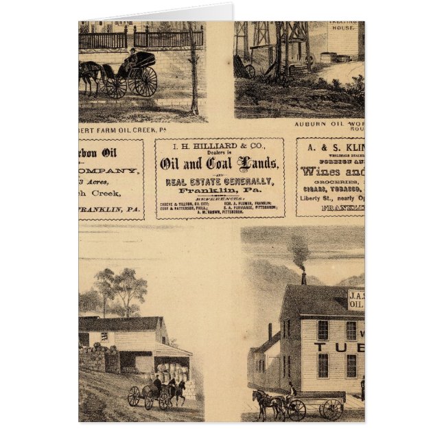 Cartão Res, fábricas de petróleo, bldg, Oil Creek, Rousev (Frente)