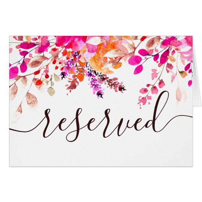 Cartão Reserva de casamento floral de cor rosa-d'água (Frente horizontal)