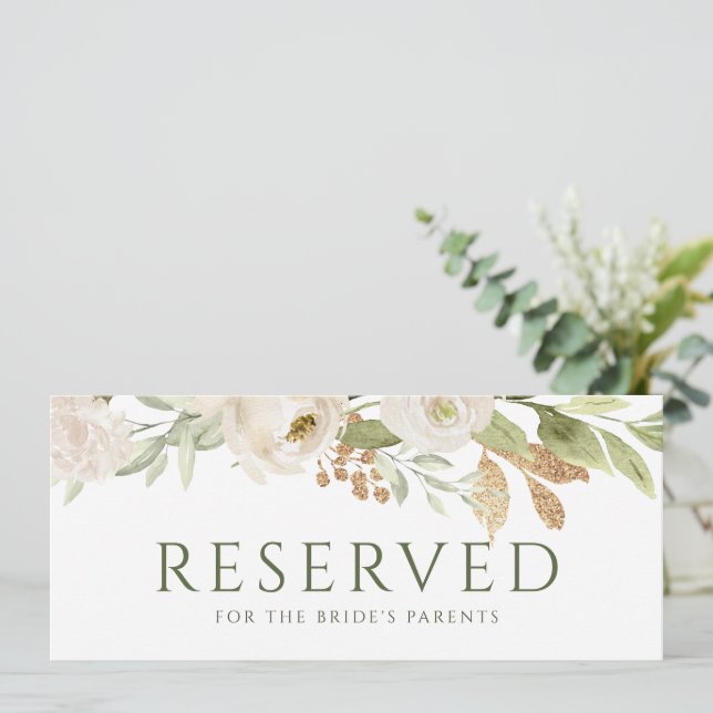 Cartão Reservado Pendurado para Casamento Verde Do (Em pé/Frente)
