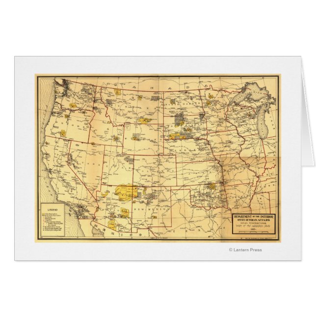 Cartão Reservas indígenas a oeste do Mississippi (Frente Horizontal)