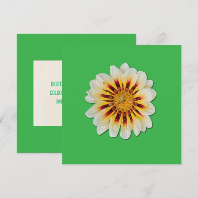 Cartão Reserve a Data Verde Flor Minimalista (Frente/Verso)