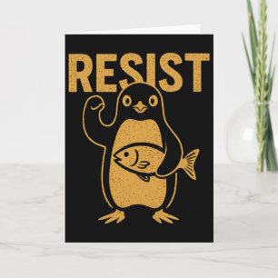 Cartão Resista ao Pinguim Rebelde Protesto Contra Tarifas
