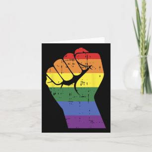 Cartão Resistência À Resistência Da Mão Do Arco-Íris Gay 