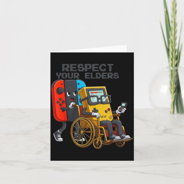 Cartão Respect Your Elders Gaming Control Retro Funny Gam (Frente)