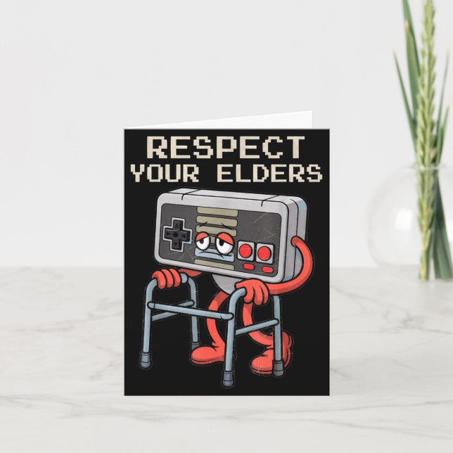 Cartão Respect Your Elders Gaming Control Retro Funny Gam (Frente)