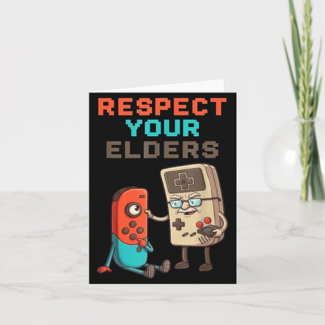 Cartão Respect Your Elders Gaming Control Retro Funny Gam (Frente)