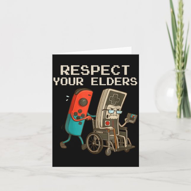 Cartão Respect Your Elders Gaming Control Retro Funny Gam (Frente)