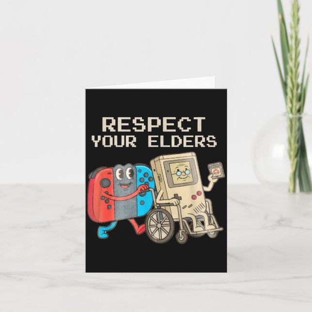 Cartão Respect Your Elders Gaming Control Retro Funny Gam (Frente)