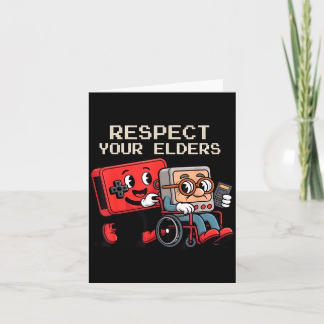 Cartão Respect Your Elders Gaming Control Retro Funny Gam (Frente)