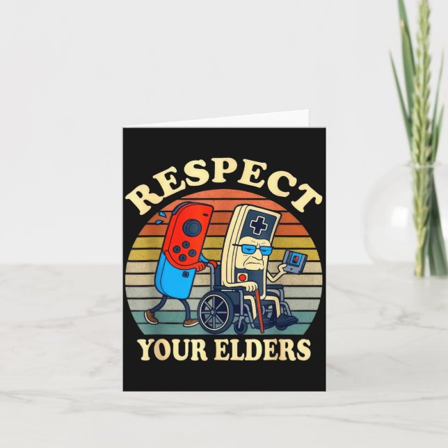 Cartão Respect Your Elders Gaming Control Retro Funny Gam (Frente)