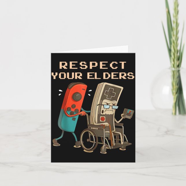 Cartão Respect Your Elders Retro Gaming Funny Gamer Contr (Frente)