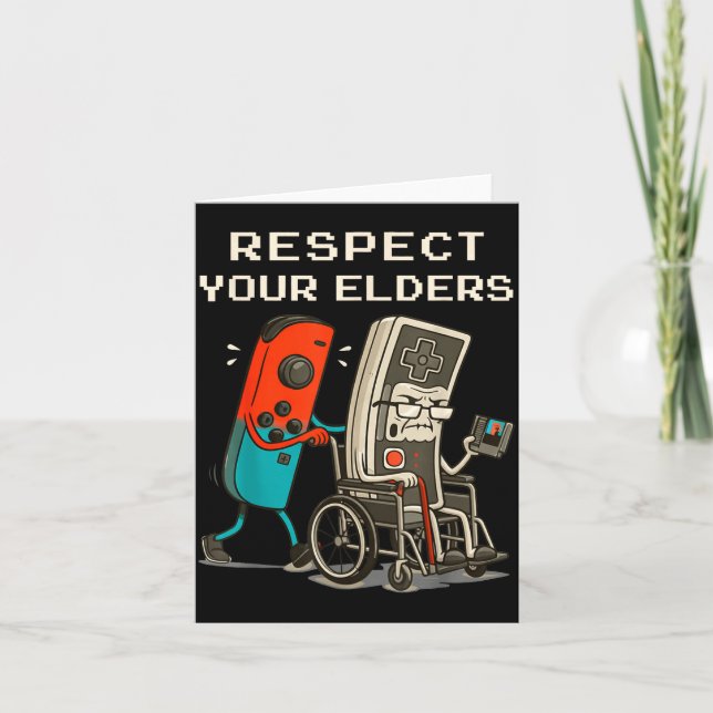 Cartão Respect Your Elders Retro Gaming Funny Gamer Contr (Frente)