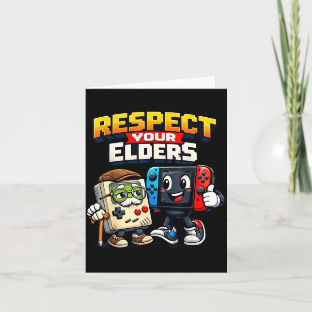 Cartão Respect Your Elders Retro Gaming Funny Gamer Contr (Frente)