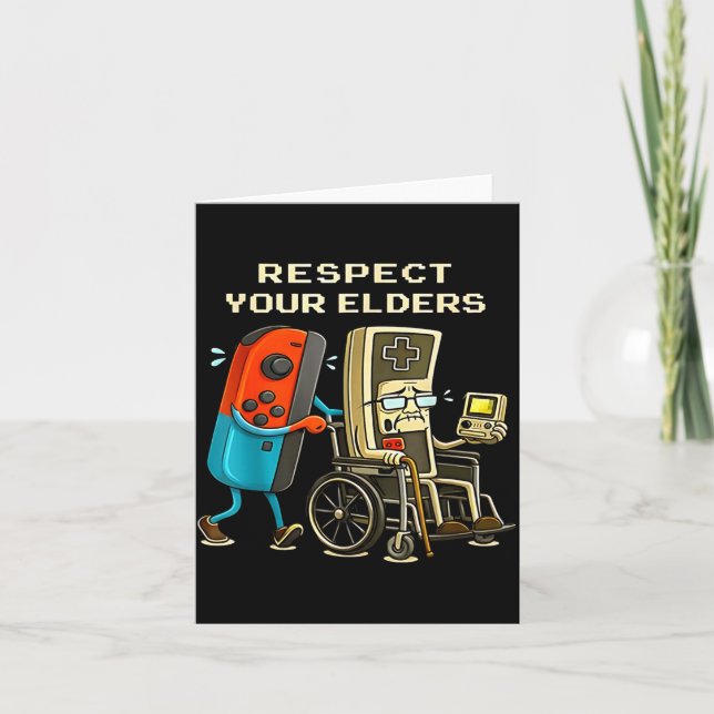 Cartão Respect Your Elders Retro Gaming Funny Gamer Contr (Frente)