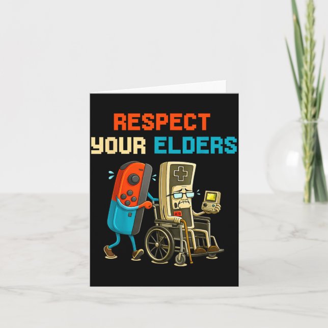 Cartão Respect Your Elders Retro Gaming Funny Gamer Contr (Frente)