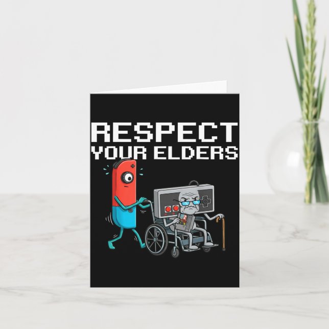 Cartão Respect Your Elders Retro Gaming Funny Gamer Contr (Frente)