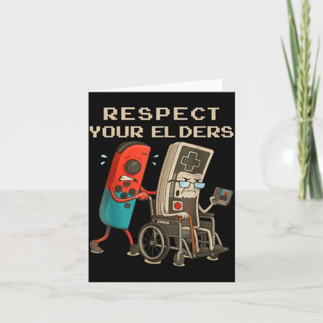 Cartão Respect Your Elders Retro Gaming Funny Gamer Contr (Frente)