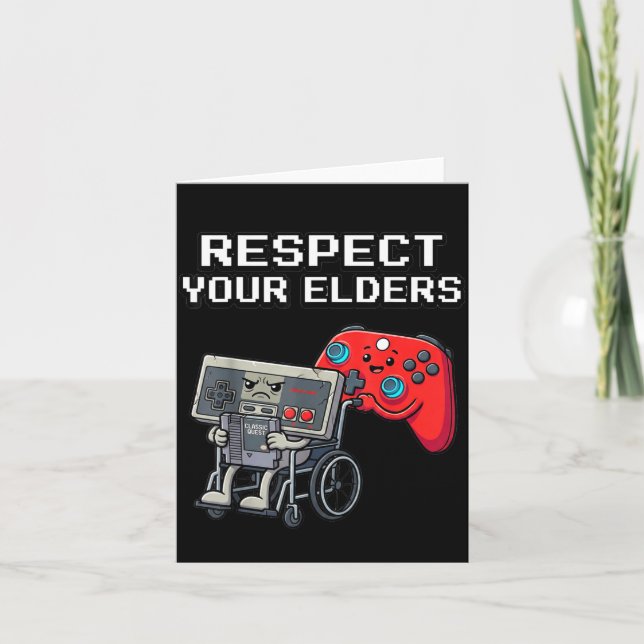 Cartão Respect Your Elders Retro Gaming Funny Gamer Contr (Frente)