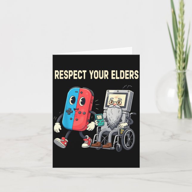 Cartão Respect Your Elders Retro Gaming Funny Gamer Contr (Frente)