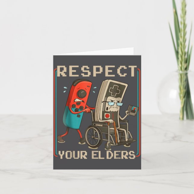 Cartão Respect Your Elders Retro Gaming Funny Gamer Contr (Frente)