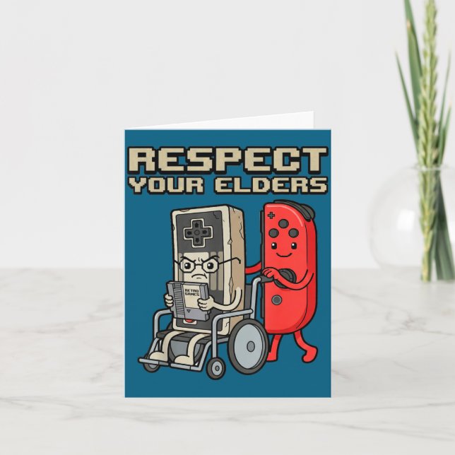 Cartão Respect Your Elders Retro Gaming Funny Gamer Contr (Frente)