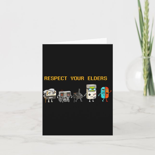 Cartão Respect Your Elders Retro Gaming Funny Gamer Contr (Frente)