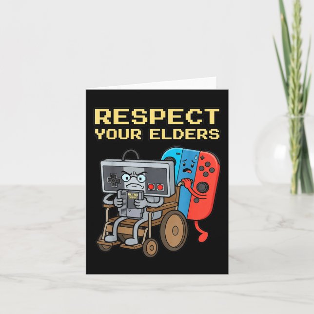 Cartão Respect Your Elders Retro Gaming Funny Gamer Contr (Frente)