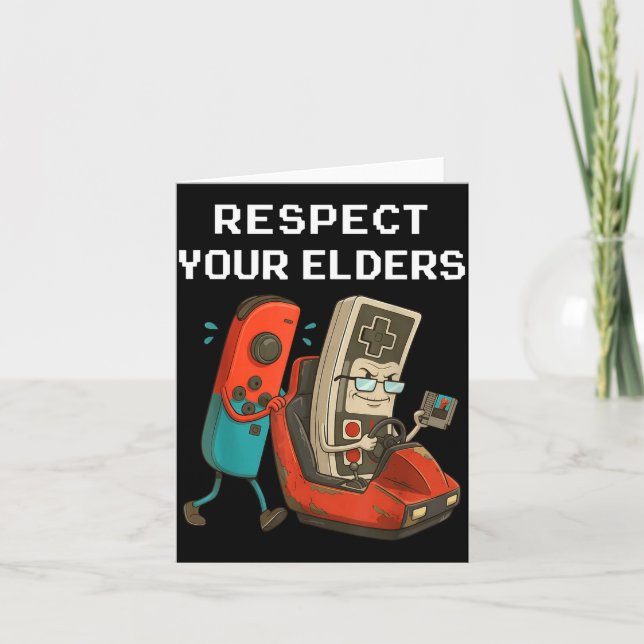 Cartão Respect Your Elders Retro Gaming Funny Gamer Contr (Frente)