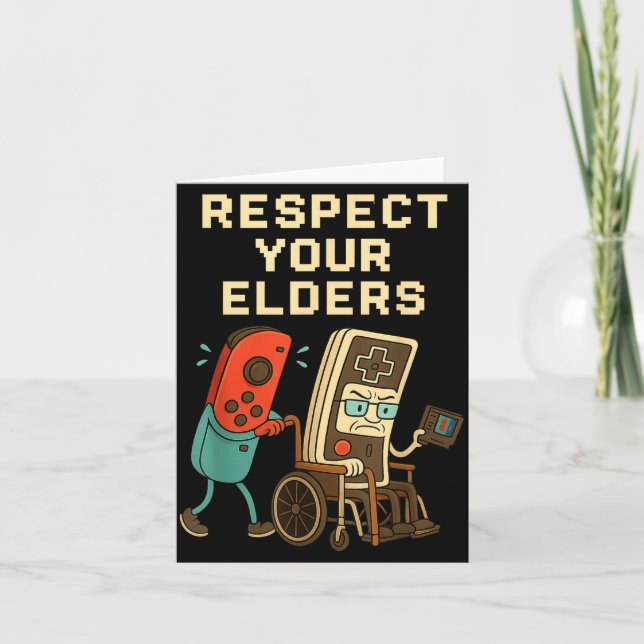 Cartão Respect Your Elders Retro Gaming Funny Gamer Contr (Frente)