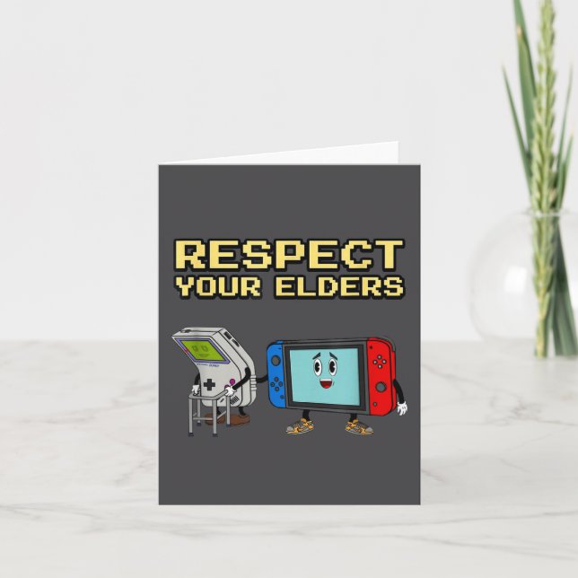 Cartão Respect Your Elders Retro Gaming Funny Gamer Contr (Frente)