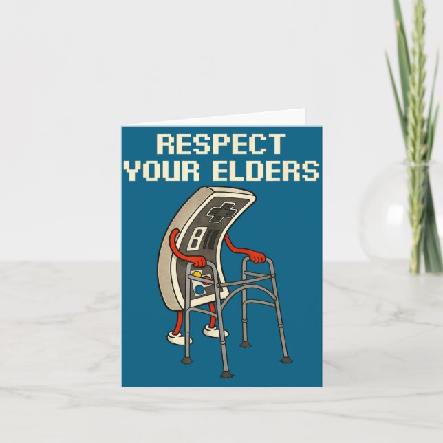 Cartão Respect Your Elders Retro Gaming Funny Gamer Contr (Frente)