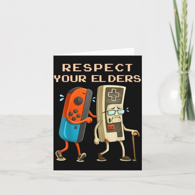 Cartão Respect Your Elders Retro Gaming Funny Gamer Contr (Frente)
