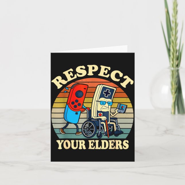 Cartão Respect Your Elders Retro Gaming Funny Gamer Contr (Frente)