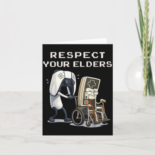 Cartão Respect Your Elders Retro Gaming Funny Gamer Contr (Frente)