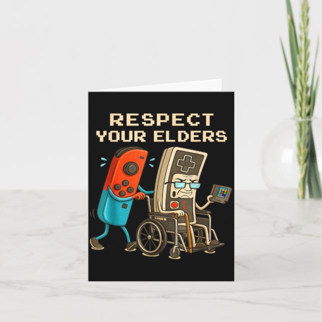 Cartão Respect Your Elders Retro Gaming Funny Gamer Contr (Frente)