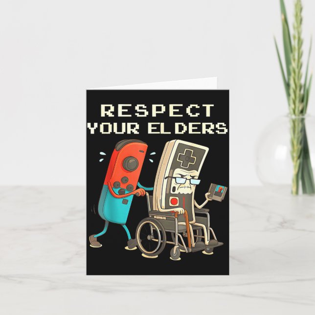 Cartão Respect Your Elders Retro Gaming Funny Gamer Contr (Frente)