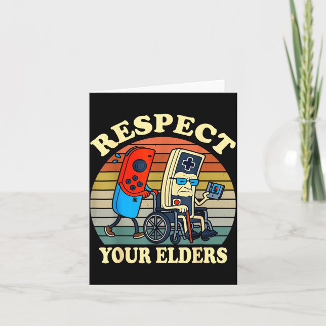 Cartão Respect Your Elders Retro Gaming Funny Gamer Contr (Frente)