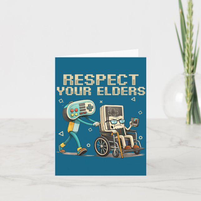 Cartão Respect Your Elders Retro Gaming Funny Gamer Contr (Frente)