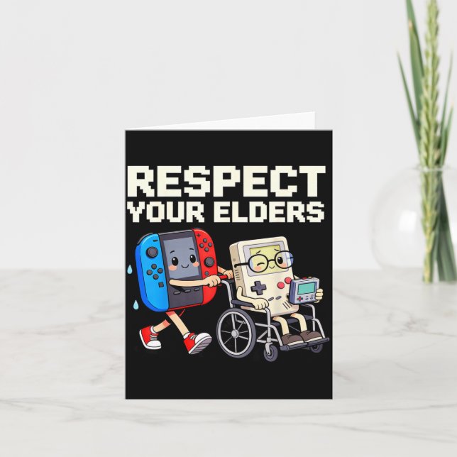 Cartão Respect Your Elders Retro Gaming Funny Gamer Contr (Frente)